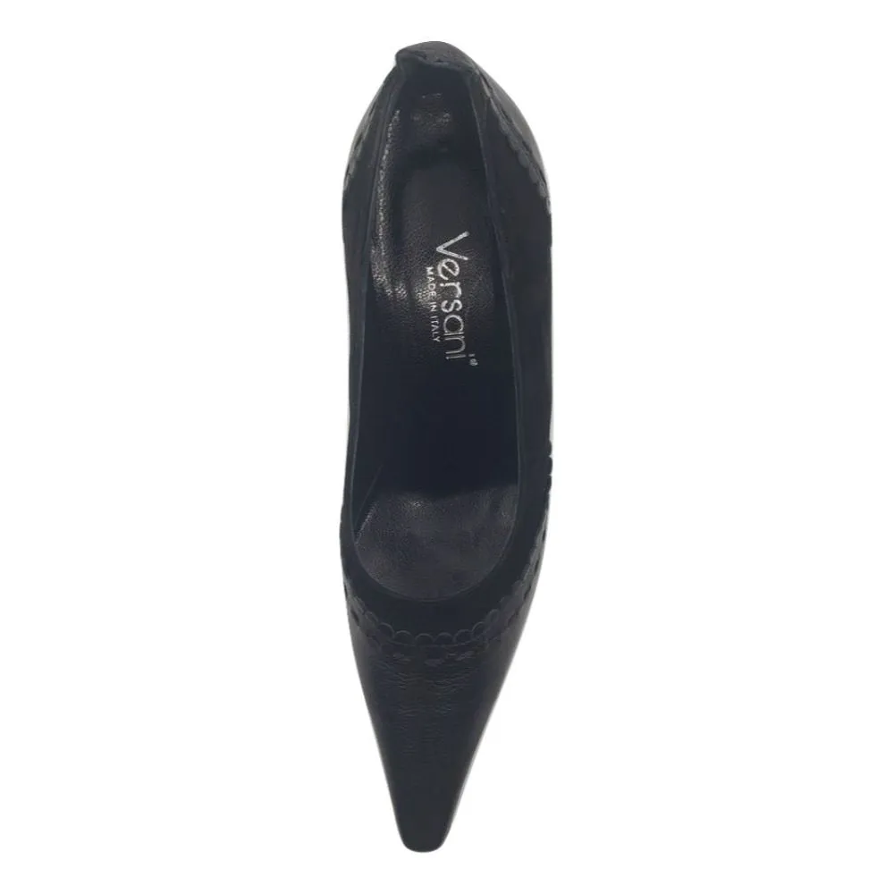 833 Oxford Nero Camosci Black Leather and Suede Versani Pumps