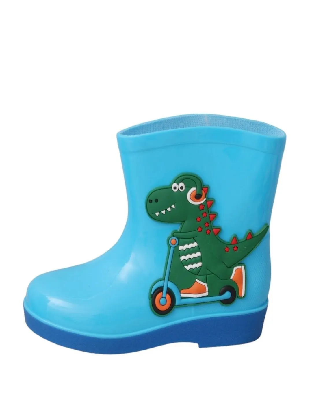 Adventurous Dino Themed Blue Rain Boots For Boys