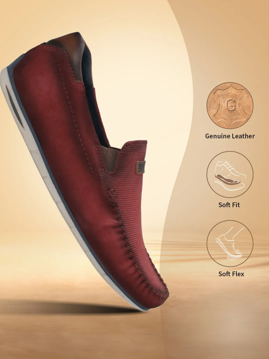 bugatti Dark Red Premium Leather Slip On