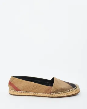 Burberry Beige Plaid Canvas Espadrilles - 7.5