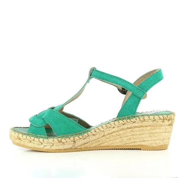 Calzanor A644 Green Slingback Wedge Espadrilles