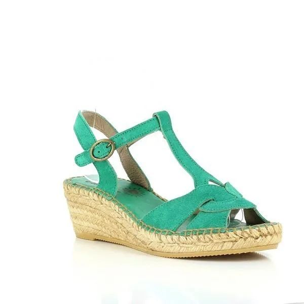 Calzanor A644 Green Slingback Wedge Espadrilles