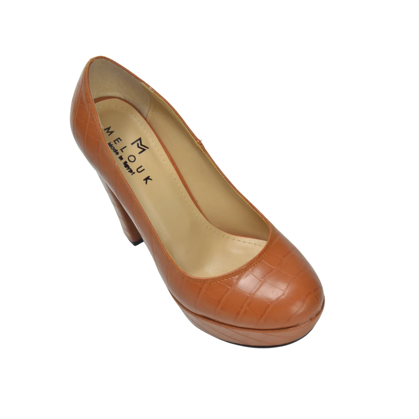 Camel Elegant Leather High Heels Shoe