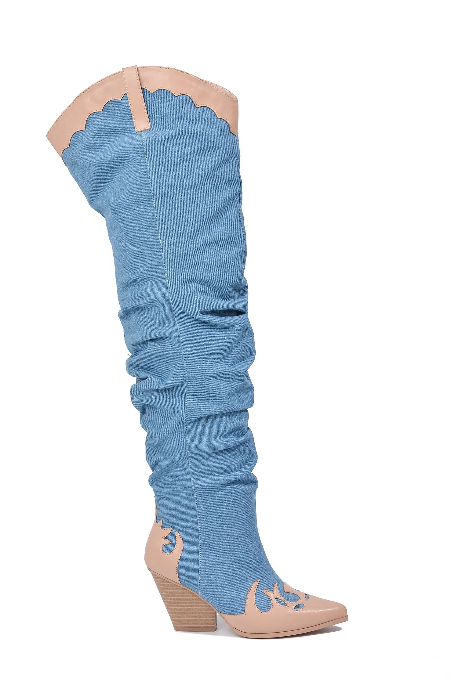 Cape Robbin Jeans Western Low Block Heel Boots