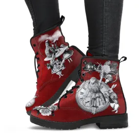 Combat Boots - Alice in Wonderland Gifts #61 Classic Series | Birthday Gifts, Gift Idea, Custom Shoes, Vegan Shoes, Red Boots