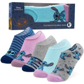 Disney Invisible Socks, Trainer Socks, 5 x No Show Socks, Stitch Disney Gifts