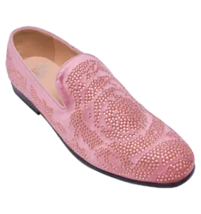 Dusty Rose Glitter Men's Formal Design Dress Shoes Slip-On Loafer
