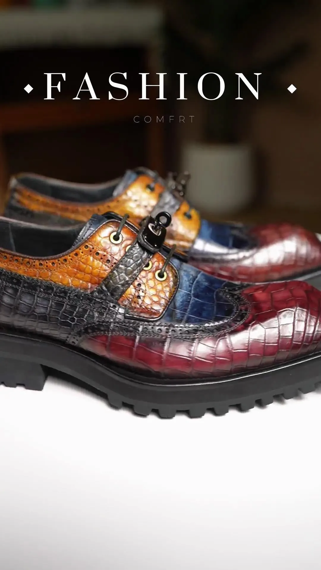 Handcrafted Custom Lace-Up Crocodile Leather Shoes