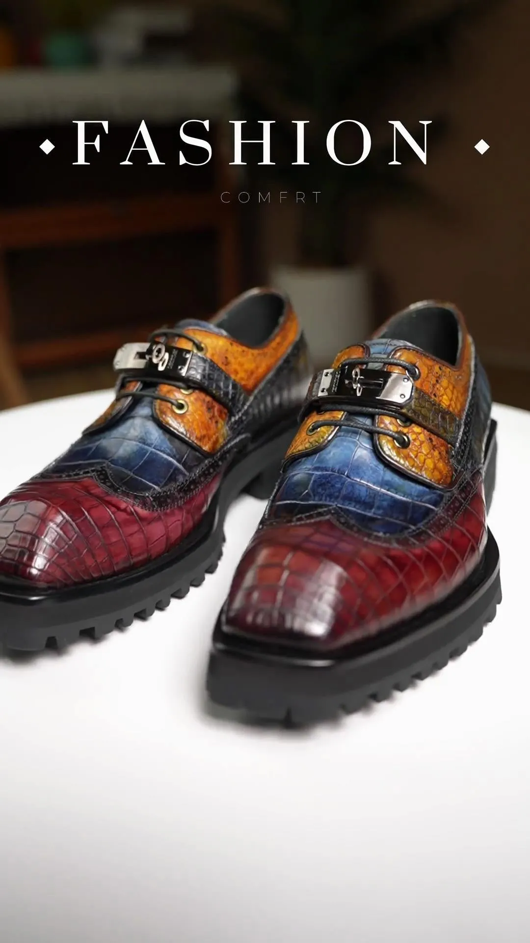 Handcrafted Custom Lace-Up Crocodile Leather Shoes