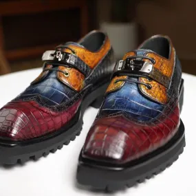 Handcrafted Custom Lace-Up Crocodile Leather Shoes