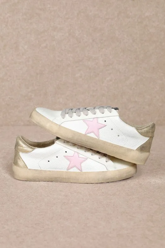 NEWEST ARRIVAL Pink/Gold Star Sneakers