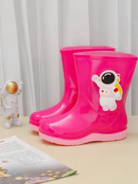 Pink Astronaut Themed Rain Boots For Girls