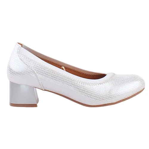 Redz Ladies Block Heeled Pumps - DCD61102 - Silver