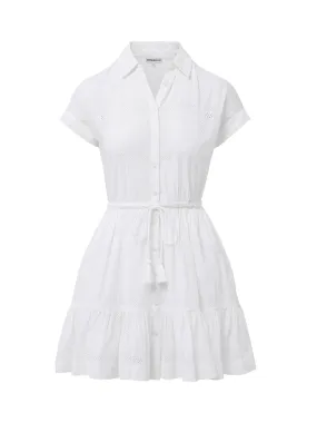 Sarah Dress Grid Eyelet Fresh White