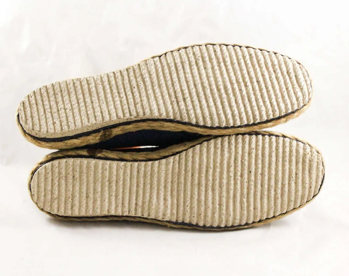 Size 10 Navy Sneakers - Retro Rustic Burlap Deck Shoes - 80s Casual Blue Sneaker Woven Jute Heel - Grasshoppers Ked's - Deadstock - 10M