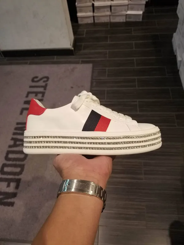 Steve Madden Women's Checked Sneakers White CHEC01S1