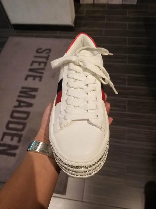 Steve Madden Women's Checked Sneakers White CHEC01S1