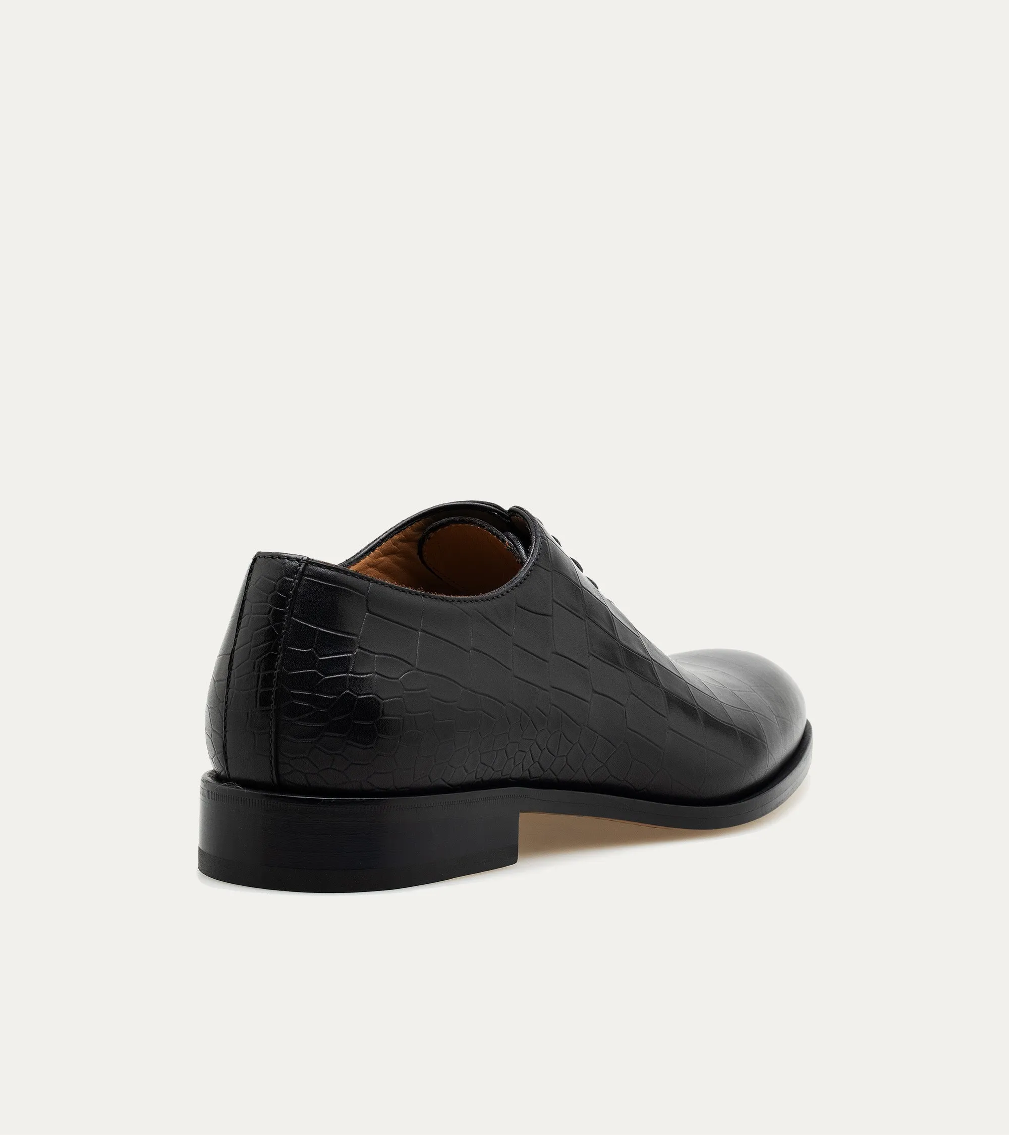 Wholecut Oxford Plain Toe Black Croc Antique