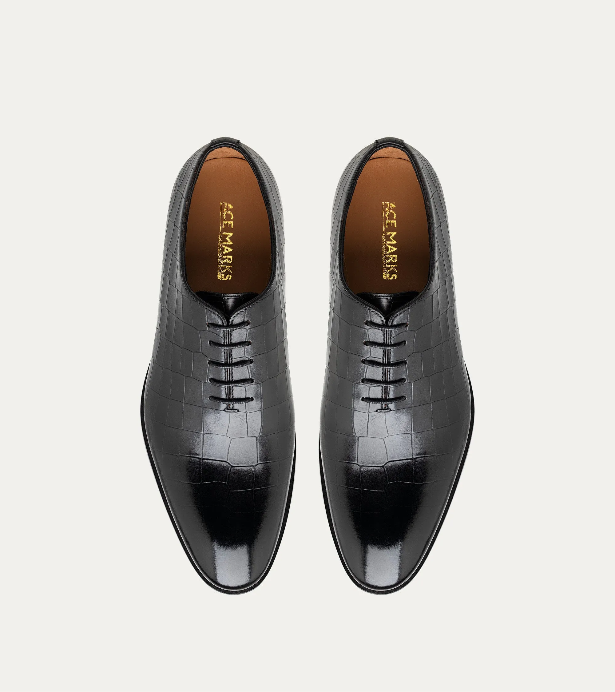 Wholecut Oxford Plain Toe Black Croc Antique