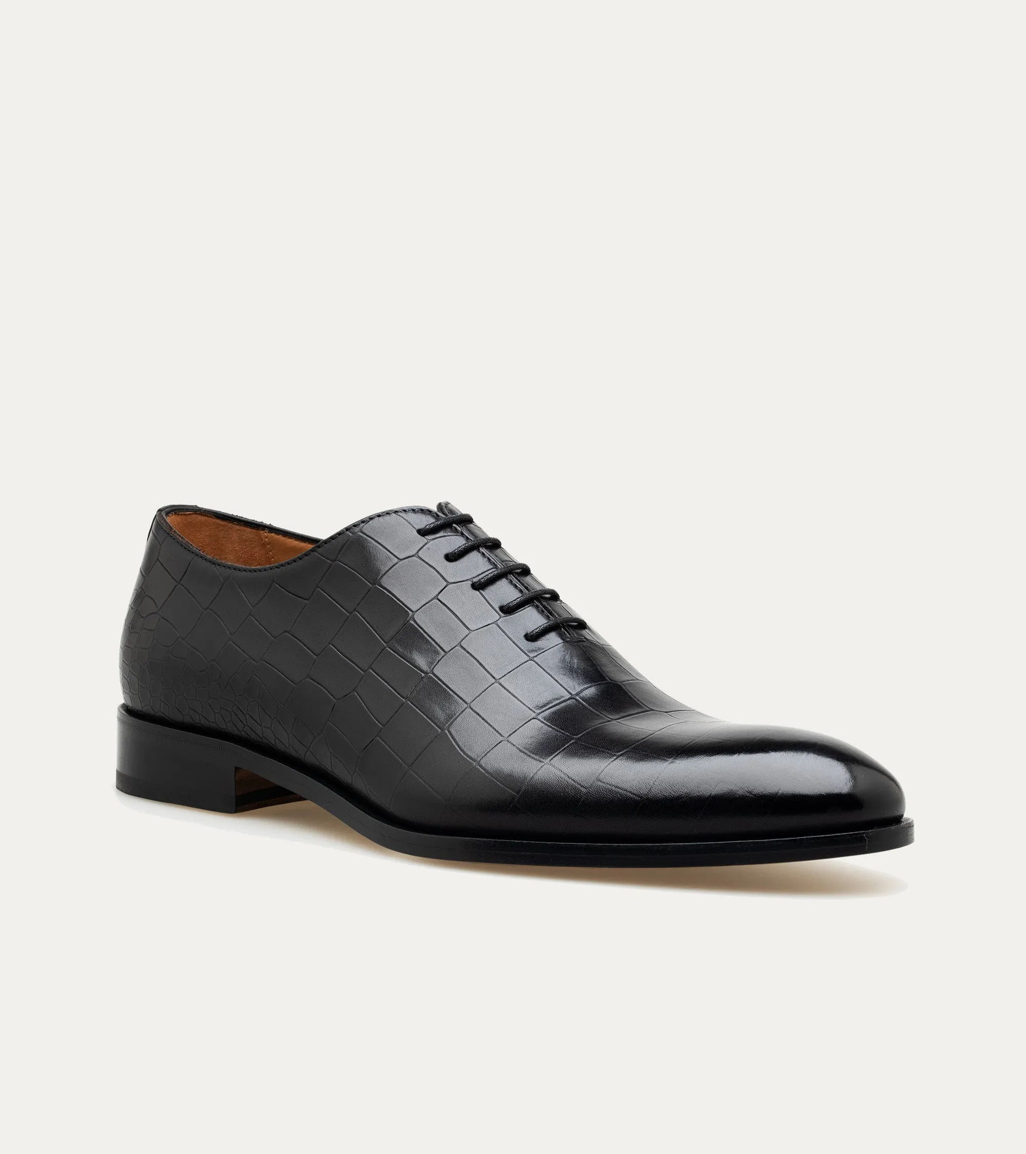 Wholecut Oxford Plain Toe Black Croc Antique